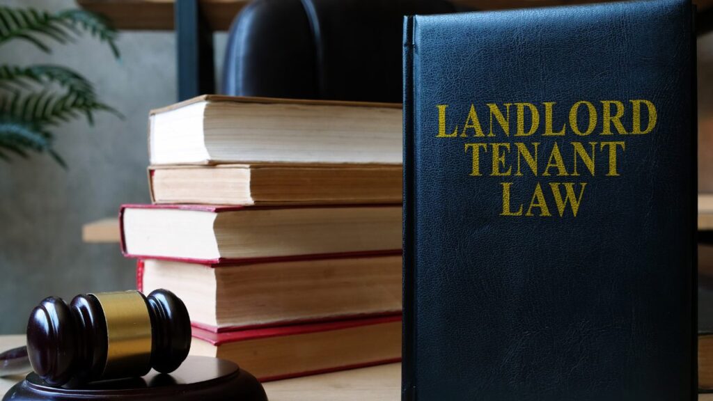Houston landlord reviewing tenant agreement and legal documents.
