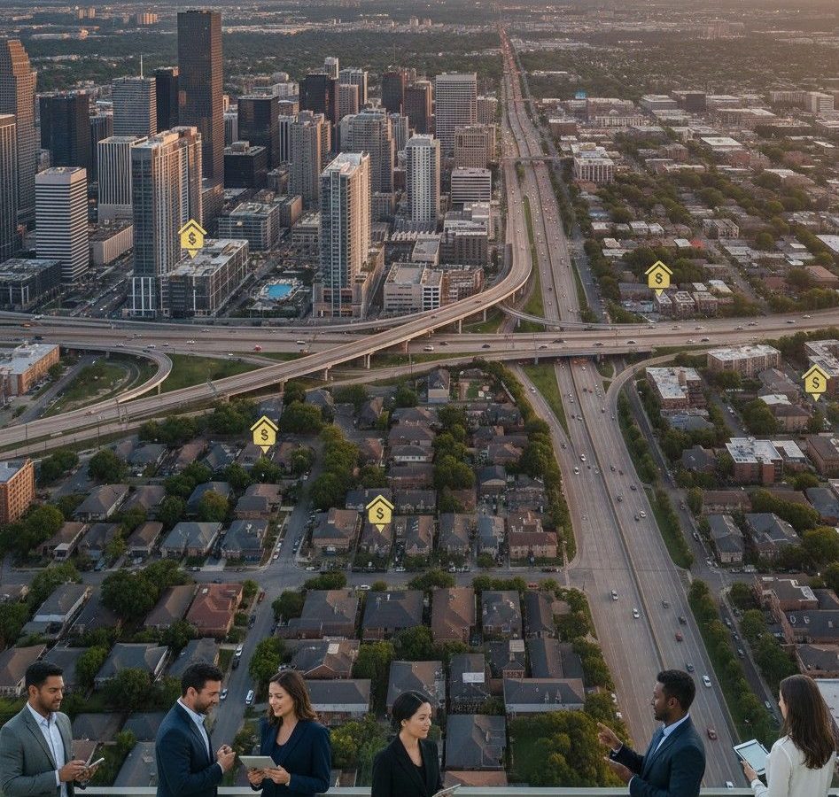 Neighborhood analysis in Houston highlighting key areas for real estate investment and rental properties
